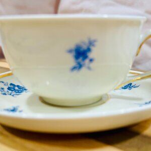 Vintage Johann Haviland Demitasse Porcelain Tea Cup & Saucer, Barvaria Germany